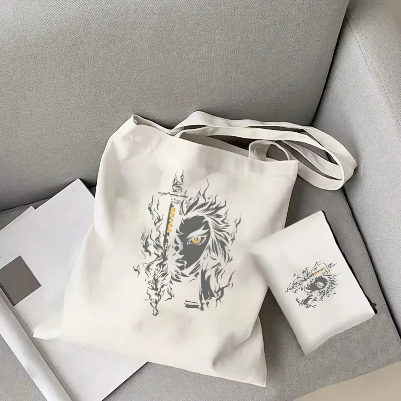 Rengoku المرأة حمل حقيبة شيطان القاتل حمل هدية أنيمي الهدايا شعبية انمي ياباني حقيبة قماش قنب مجموعة قلبك Ablaze حقيبة كتف