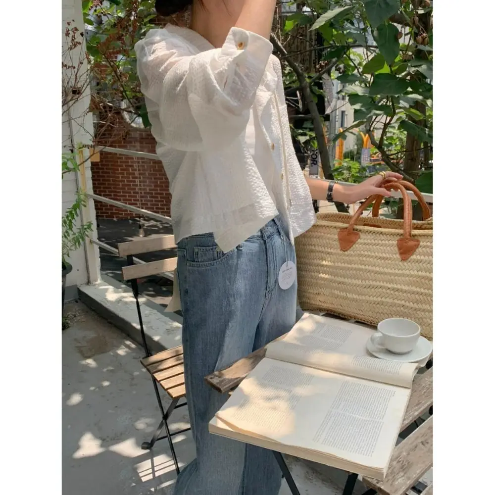 คาร์ดิแกนแฟชั่นกระดุมแถวเดียวทรงหลวมมีฮู้ดเสื้อเสื้อครอปลายแถบสีตัดกัน