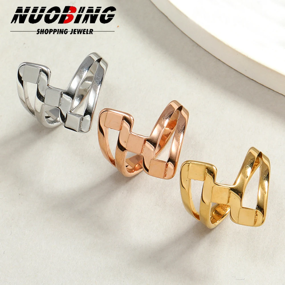 Vintage Ins Style Creative Handmade Stainless Steel Rings Irregular Wave Smooth Engagement Jewelry for Women Gift