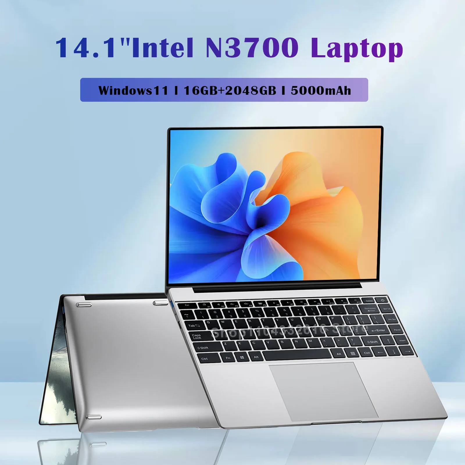 Intel Pentium N3700 Laptop 16GB RAM 1024GB SSD Notebook 1920*1080 Resolution Windows 11 Unlock Computer Office Study gamer PC