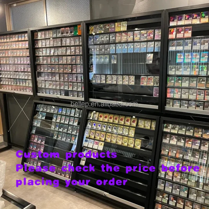 custom.Custom Floor Standing Metal TCG Trading Card Display Graded Card Show