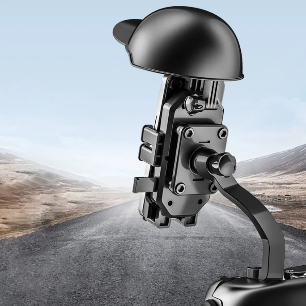 Small Helmet Rider Electric Bicycle Navigation Holder Rainproof Mobile Phone Helmet Umbrella Portable Mini Parasol Phone Support