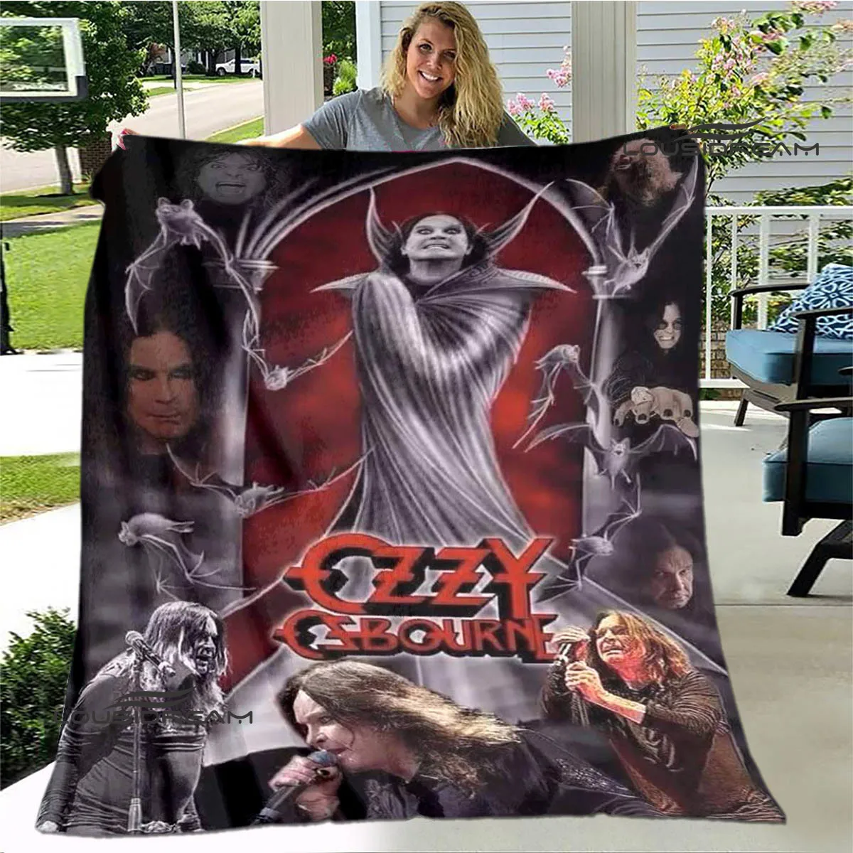 Ozzy osbourne retro printing blankets to keep warm soft and comfortable home travel bed blanket bed linings birthday gift