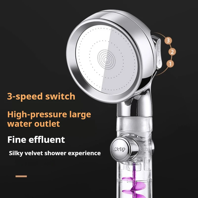 

ABS Filtered Pressurized Shower Head with Three Settings, Slim-waist Handheld Simple Shower Set, Home Bathroom Shower