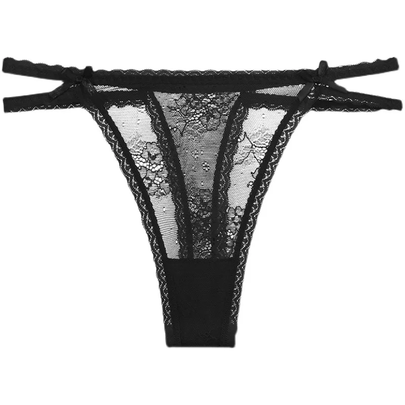 SP&CITY Thin Lace Sexy Transparent Thongs Mesh Women\'s Underpants Hollow Out Panties Sex String Crotch Cotton Seamless Briefs