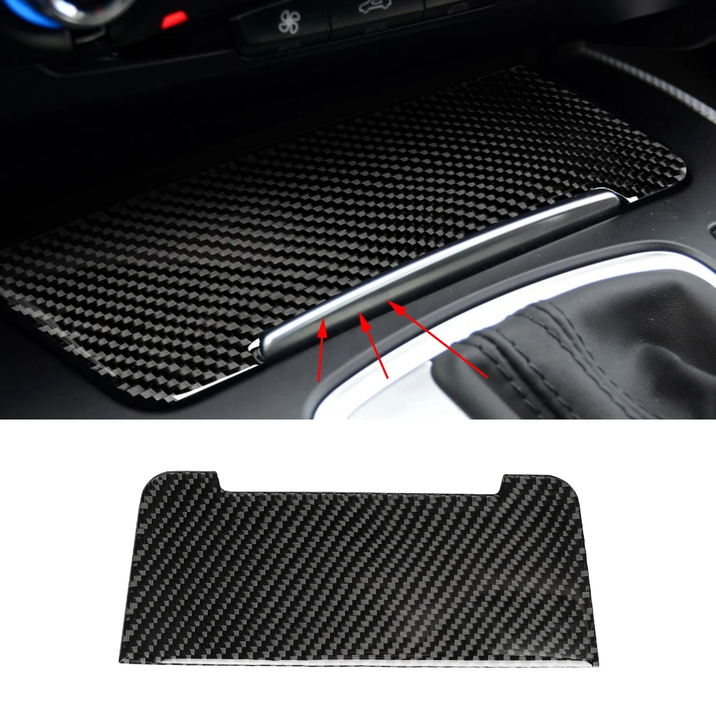 For Audi A4 B8 A5 Q5 Central Control Storage Box Panel Cover Sticker Real Carbon Fiber Car Interior Accessories