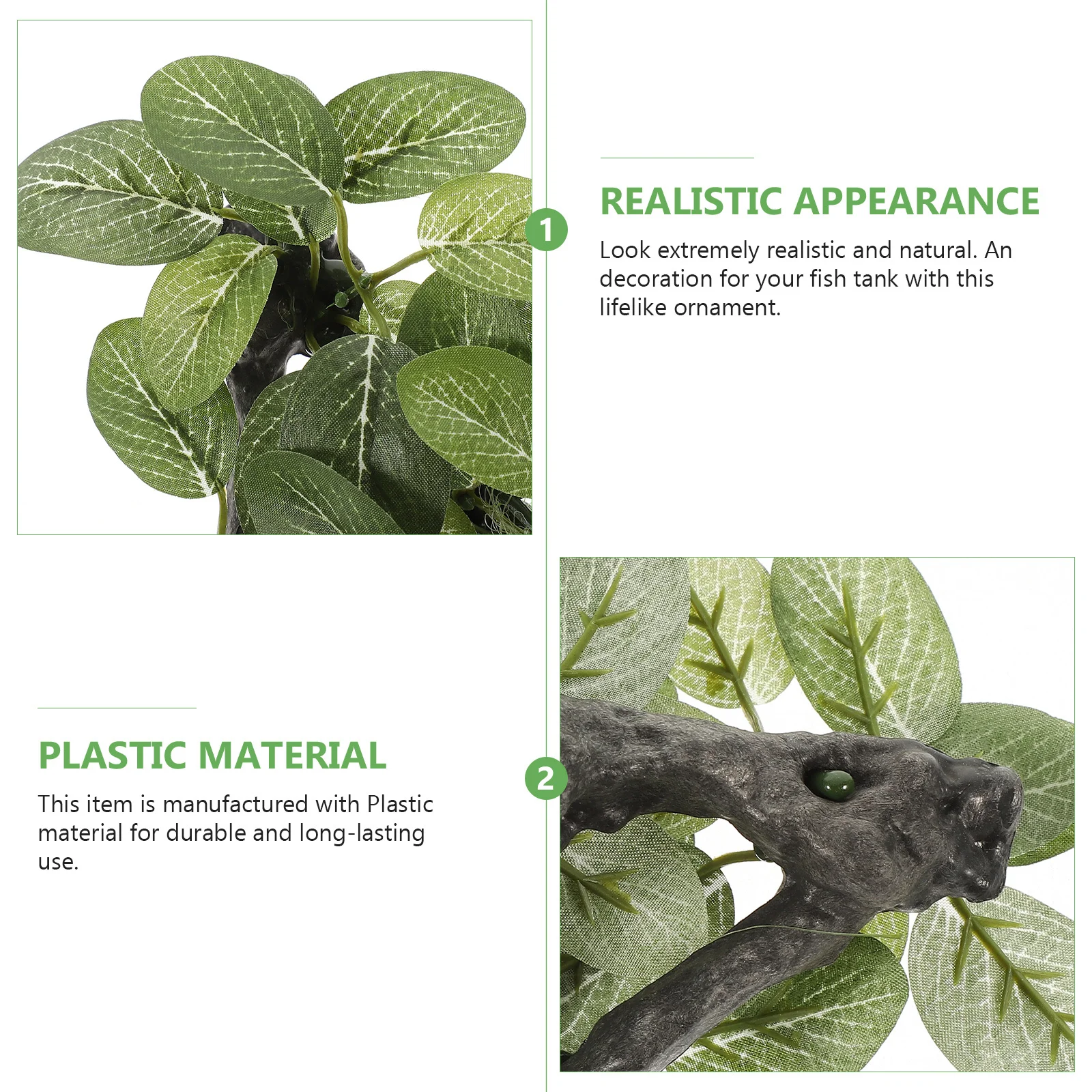 

Lifelike Aquarium Plants Plastic Fish Tank Ornament Natural Wood Design For Fresh Salt Water No Toxic Easy Clean Fish Tank