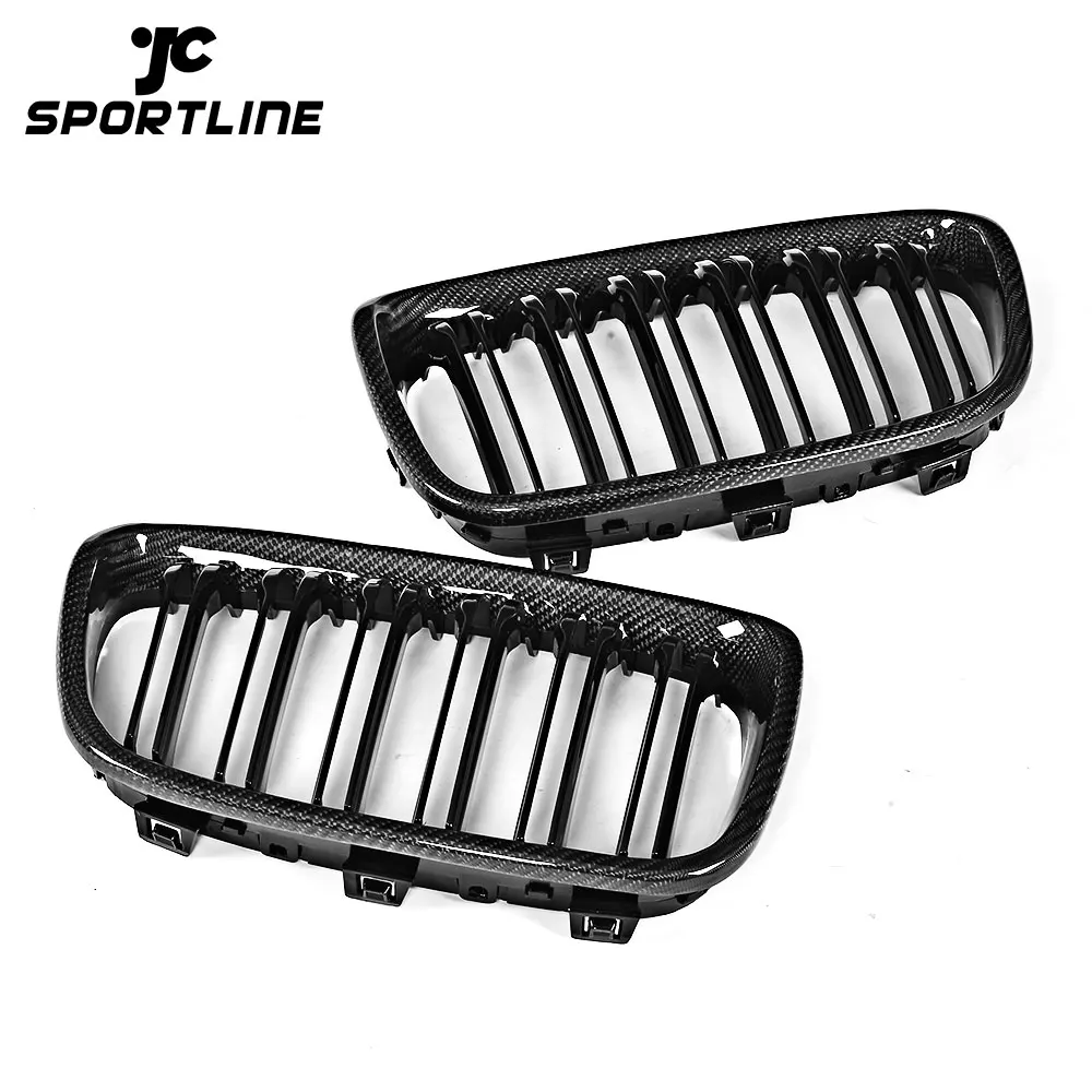 F20 Carbon Fiber Dual Slats Kidney Grille For BMW 118i 120i 125i Hatchback 12-14