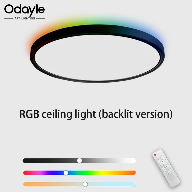 Modern LED Ceiling Light Round Ultra-thin RGB Backlight Colorful Remote Dimming Decorative Light Living Room Bedroom Home Light