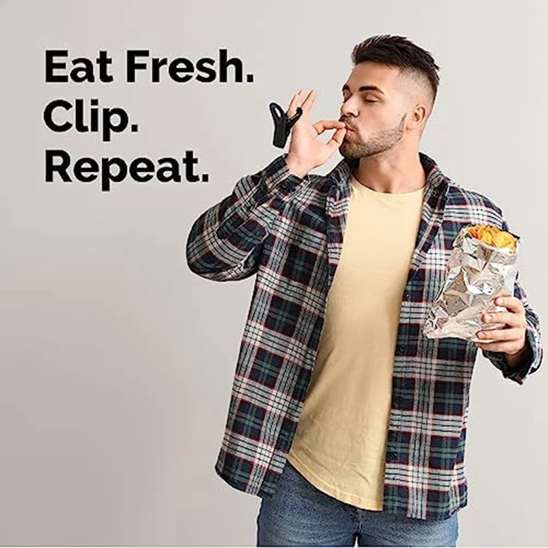 10ชิ้นคลิปชิปแม่เหล็กสีดำคลิปถุงซีลแน่นสำหรับบรรจุภัณฑ์อาหารคลิปถุงชิปและที่เก็บเครื่องครัว