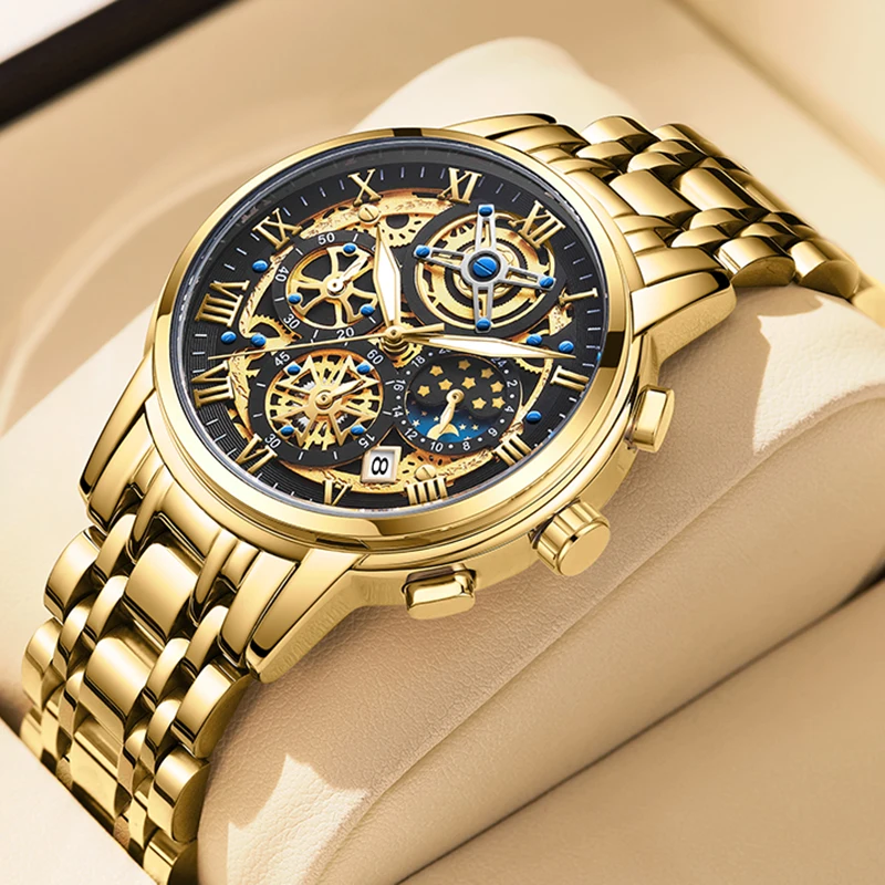 LIGE Top Brand  Fashion  Women Watch Luxury Fashion Stainless  Steel Ladies Waterproof Quartz Wristwatch  Golden Female Clock