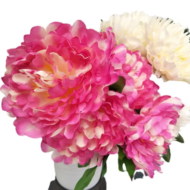 2 Stück 51 cm französischer Stil, fünfköpfige, supergroße Pfingstrosen-Kunstblume, künstliche Pfingstrosen-Blume, Hochzeits-Seidenblume, künstliche Pfingstrose
