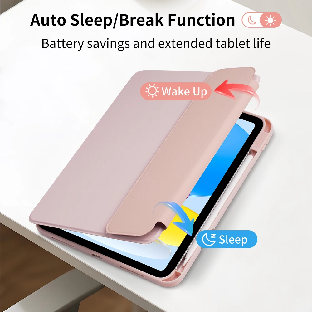 360° Rotation Bluetooth Keyboard Smart Case for iPad 10th 11th A16 10.9inch Detachable Magnetic Keyboard with Pencil Holder Cove