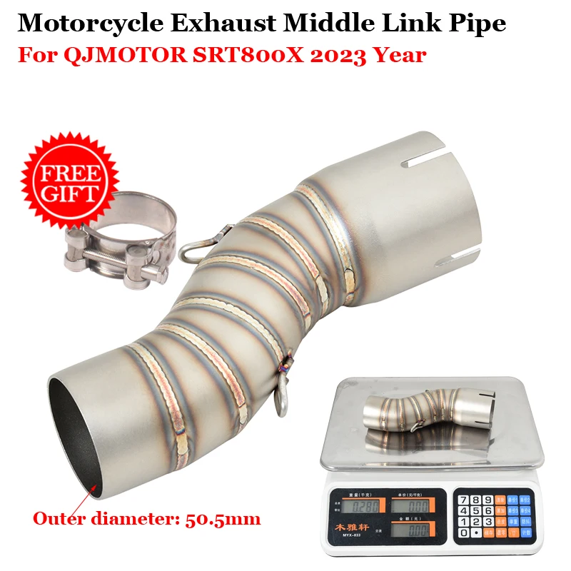 

Slip On For QJMOTOR SRT800X 2023 Motorcycle Exhaust System Escape Connection Tail 51MM Muffler Stainless Steel Middle Link Pipe