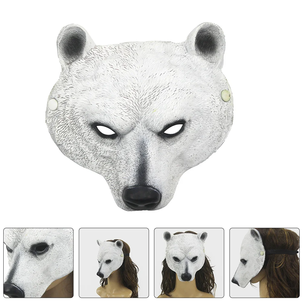 Polar Bear Mask Costume Party Accessories Halloween Costumes Animal Face Realistic