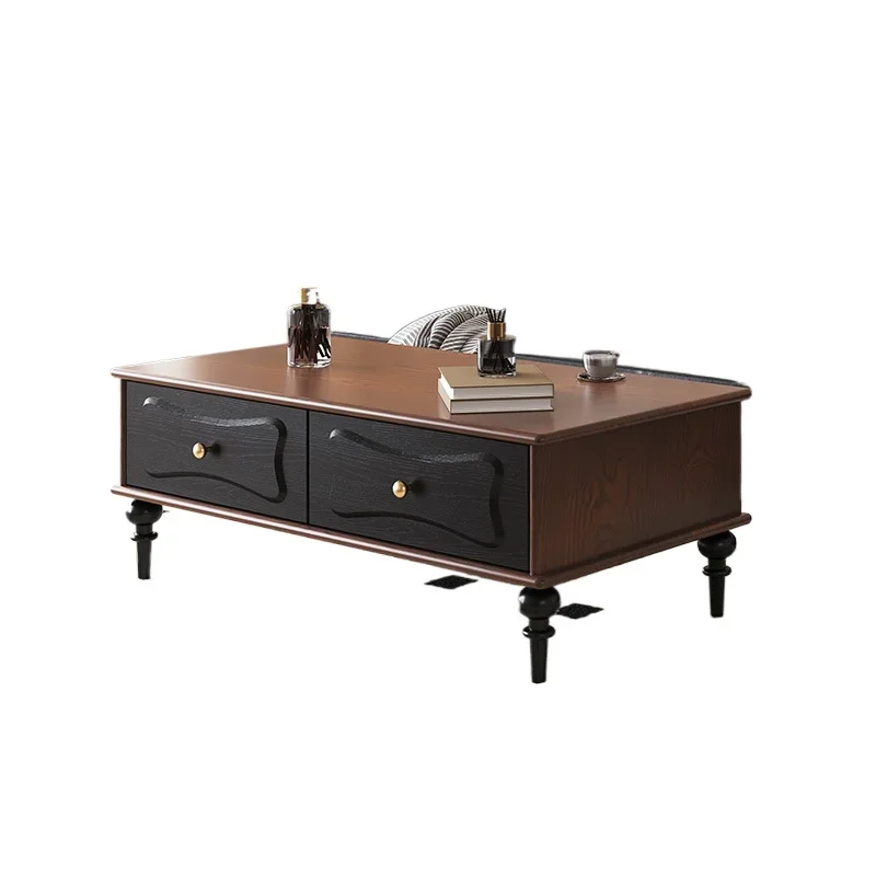 

American retro all-solid wood coffee table, TV cabinet combination living room for home use, small apartment French light luxury