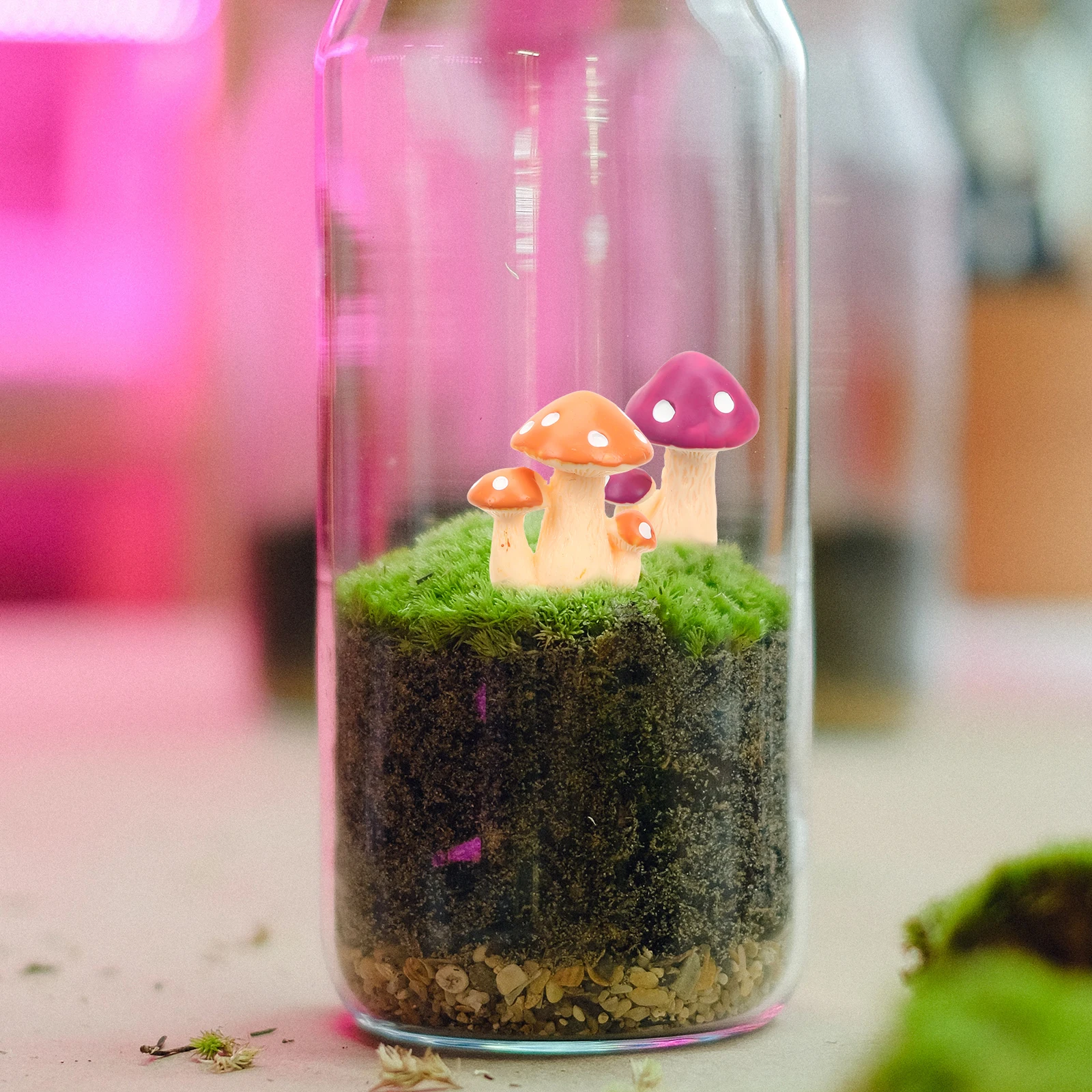 

12 Pcs Mushroom Statue Mini Decor Realistic Resin Scratch Resistant Garden Micro L DIY Tiny Figurines Lawn naments
