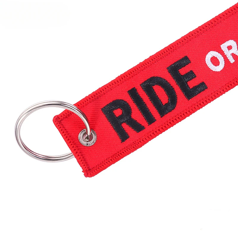 1PC RIDE OR DIE Keychain for Motorcycle Fashion Key Rings Embroidery Key Tag llavero Car Parts and Accessories Wholesale Tags