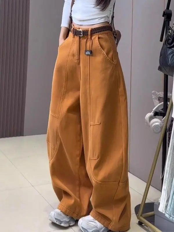 Orange jeans women's spring 2026 new unique super good-looking American thin commuter wide-leg scimitar pants