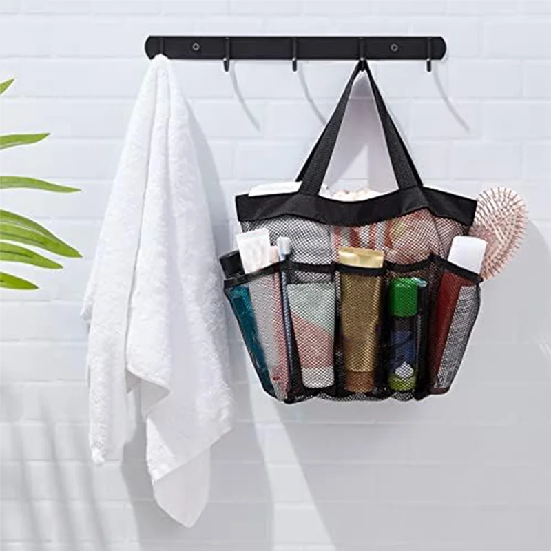 

2Pcs Mesh Shower Stand Portable Shower Handbag Suitable For University Dormitory, Bathroom, Gym And Travel, Black