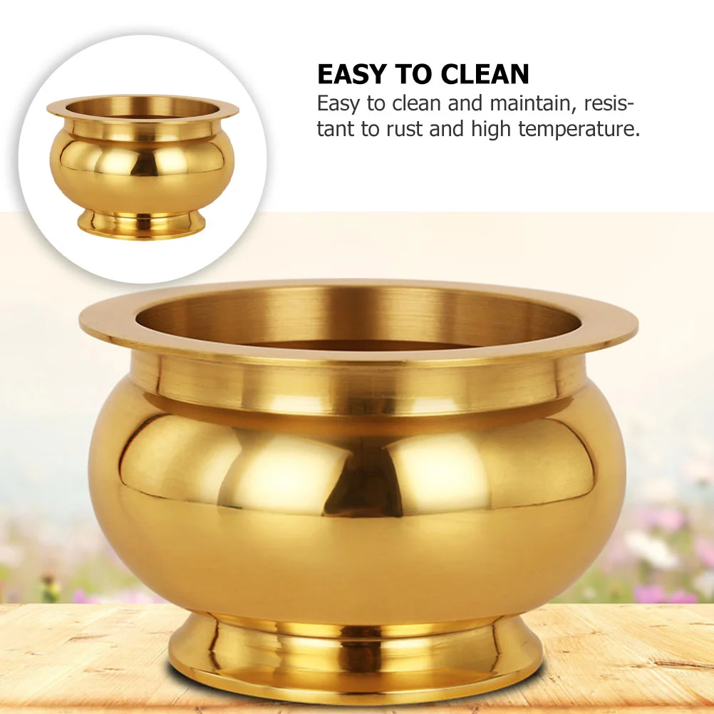 Delicate Incense Burner Holder Religious Censer Feng Shui Treasure Bowl Copper Gold Decor