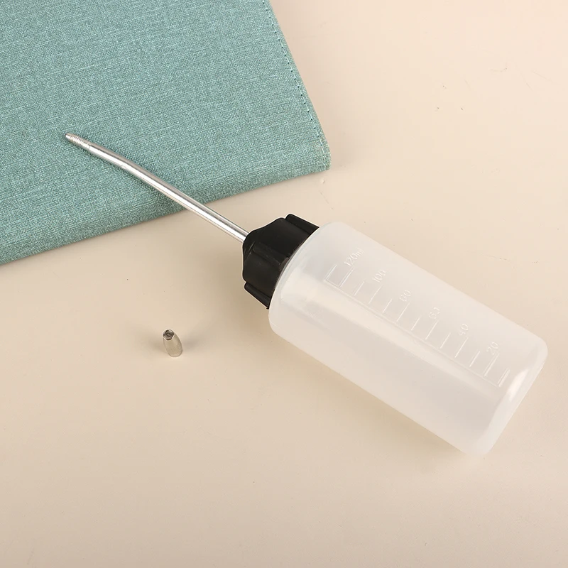 Botella de aceite para máquina de coser, boquilla de pulverización de plástico blanco transparente, botella de aceite vacía, engrasador de plástico para lubricantes, 120ML