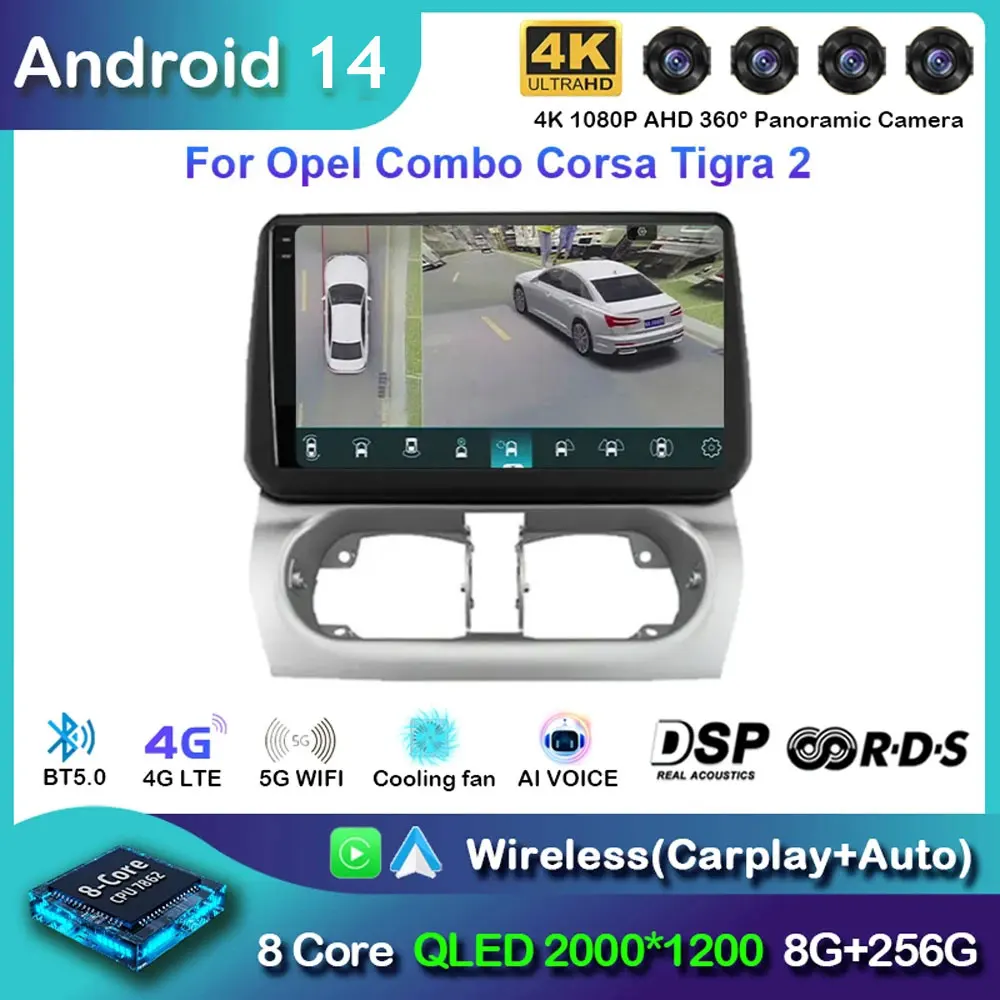 

Android 14 Car For Opel Combo Corsa Tigra 2001 - 2009 2010 2011 Auto Radio GPS Multimedia Stereo Navigation No 2din DVD 5G WIFI