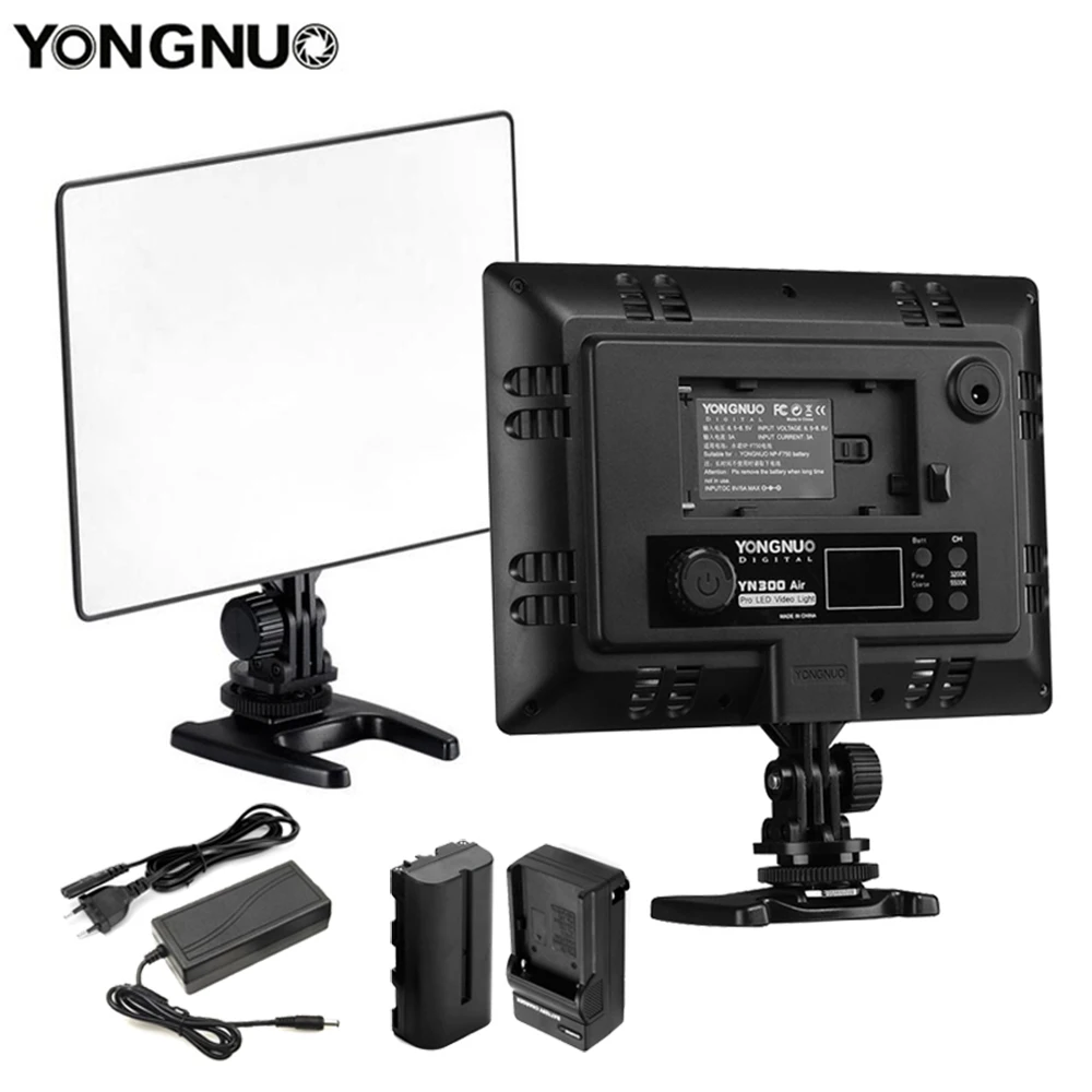 YONGNUO YN300 Air 3200-5500K Bi-color Ultra Thin CRI 95+ On-Camera Led Video Light Panel 2000LM YN300AIR for Canon Nikon Sony