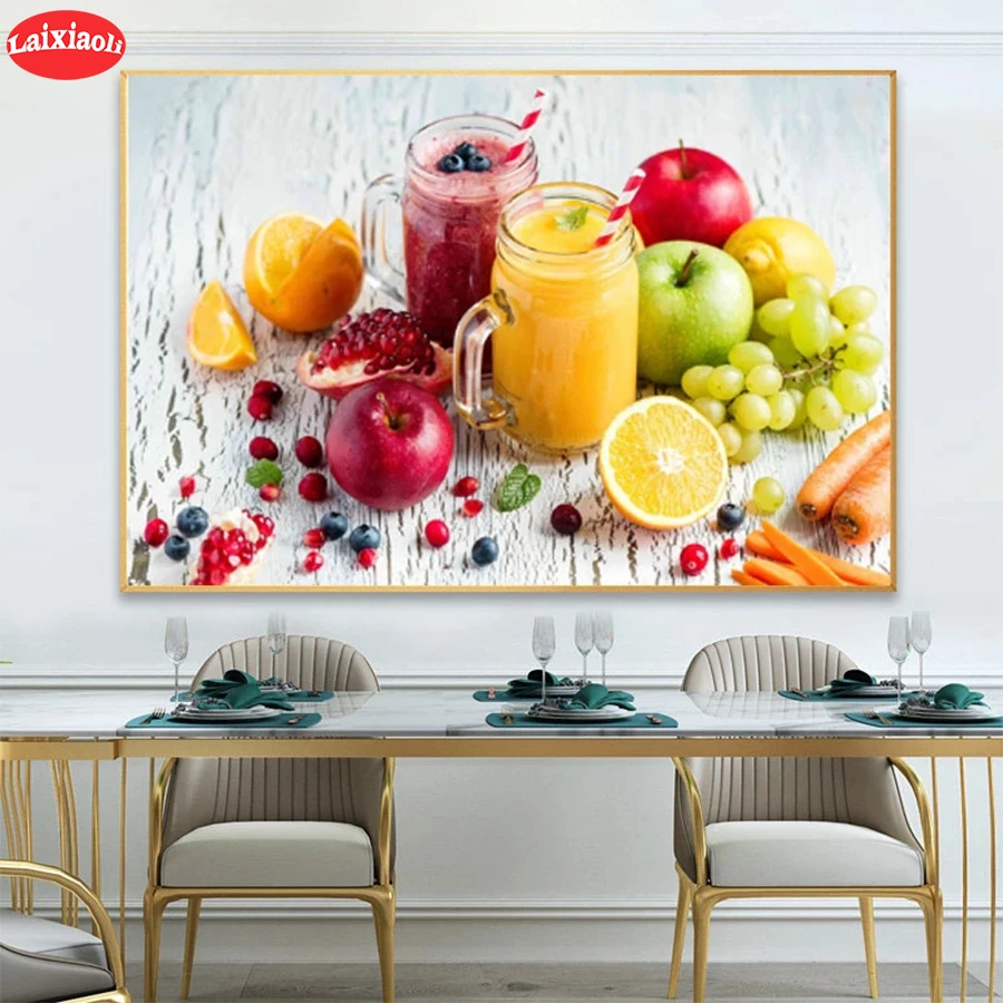 5D DIY Diamond Embroidery Modern art, fruit, juice kitchen restaurant decoration Full Kits Diamond Painting Decor For Home