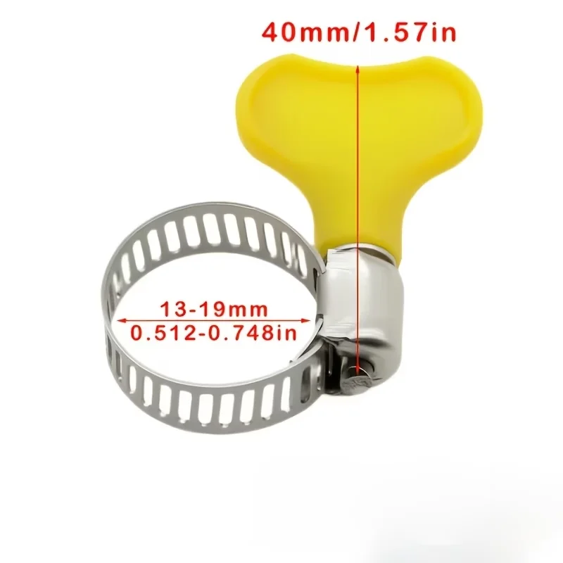10 PCS Durable Stainless Steel Clamps with Ergonomic Yellow Plastic Handles, Twist-On Hose Clamps for Secure Fastening
