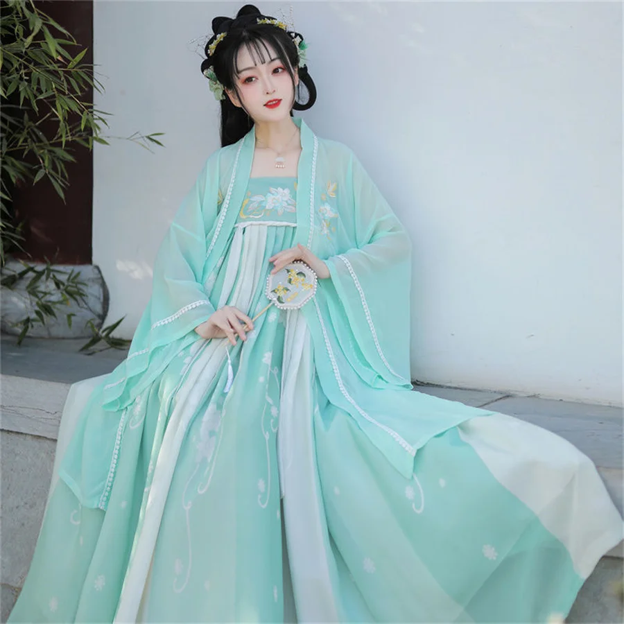 Alte Hanfu Farbverlauf Elch Muster Fee Rock China traditionelle Damen bekleidung Prinzessin Kleid Bühne Performance Show Cosplay