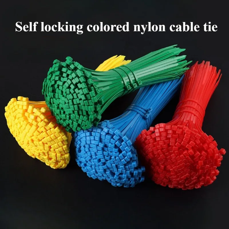 100PCS Nylon Cable Ties - Colored Self Locking Rope Nylon Cable Ties with Adjustable Tightening Rings Suitable for Home Offices
