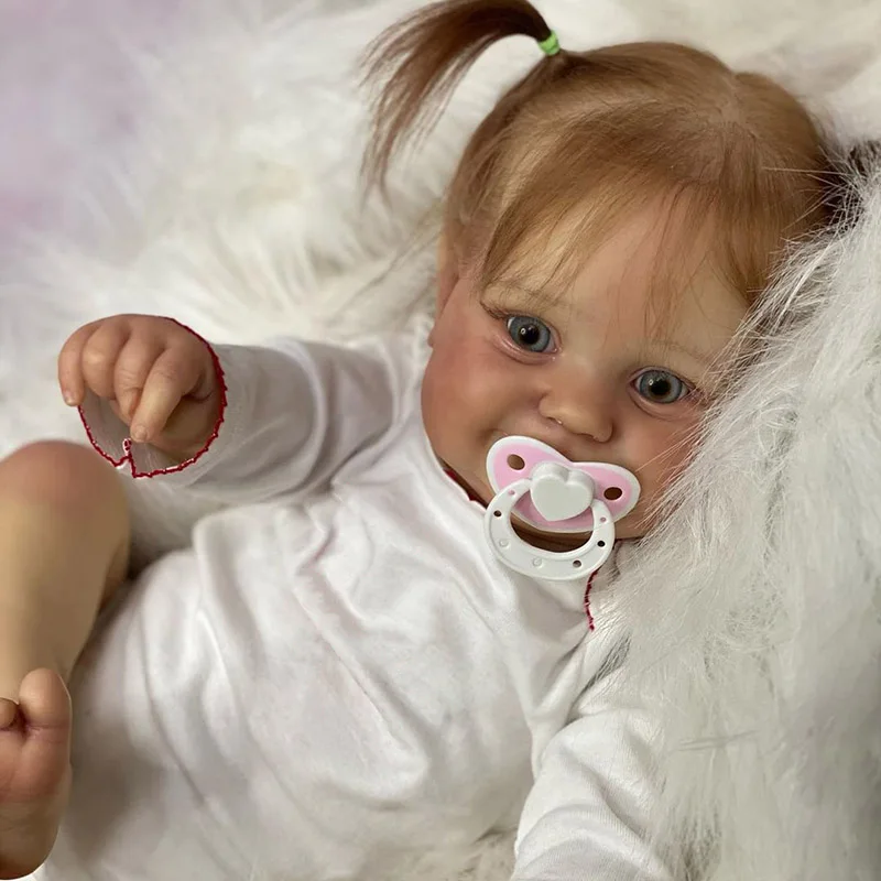 48CM Reborn Baby Doll Newborn Girl Baby Lifelike Real Soft Touch Maddie with Hand-Rooted Hair High Quality Silicone Art Doll