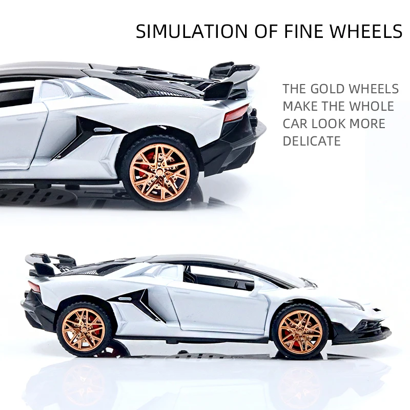 1: 32 simulation alloy car model, sports car, metal toy car, decorative parts, return force car