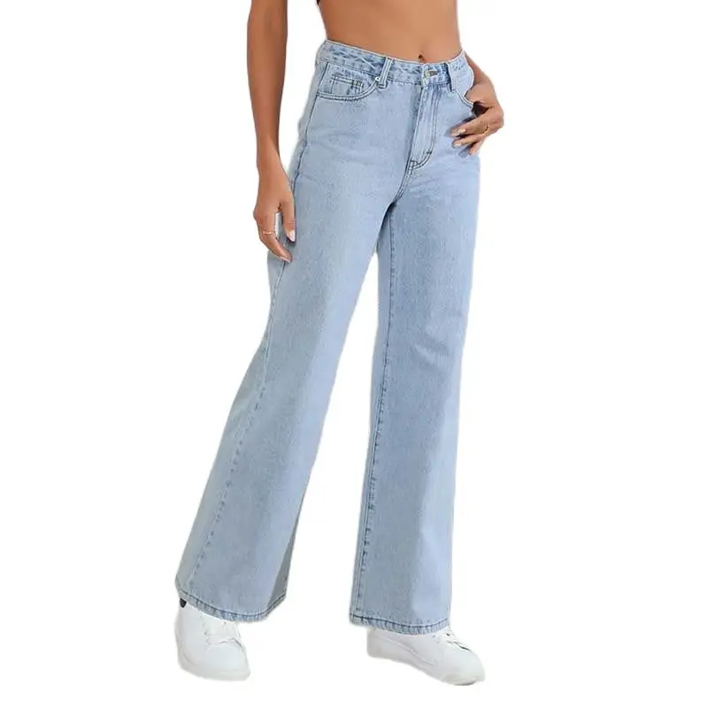 

Slim and skinny wide-legged jeans, light-colored wide-legged long jeans