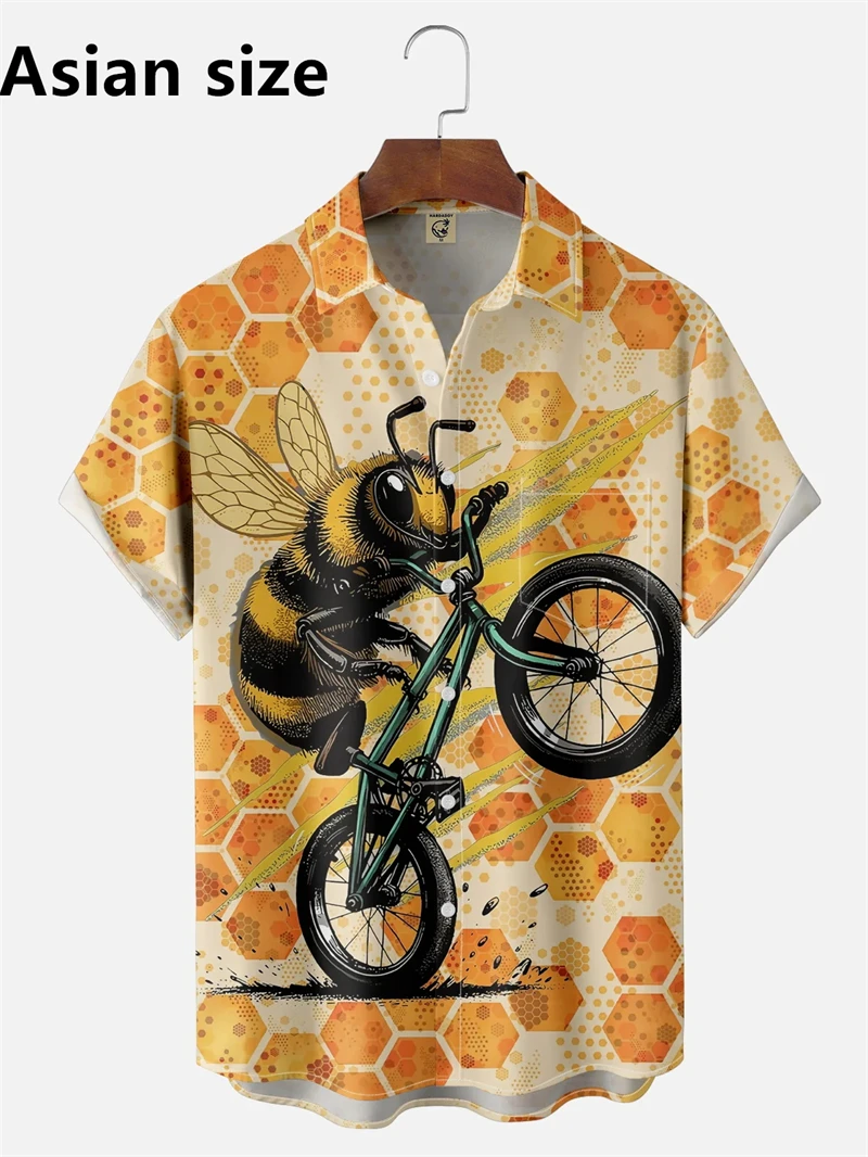 

Cute Bee 3D Print Hawaiian Beach Shirts Men Women New Casual Fashion Streetwear Short Sleeve Shirt Blouse Harajuku Man Clothing