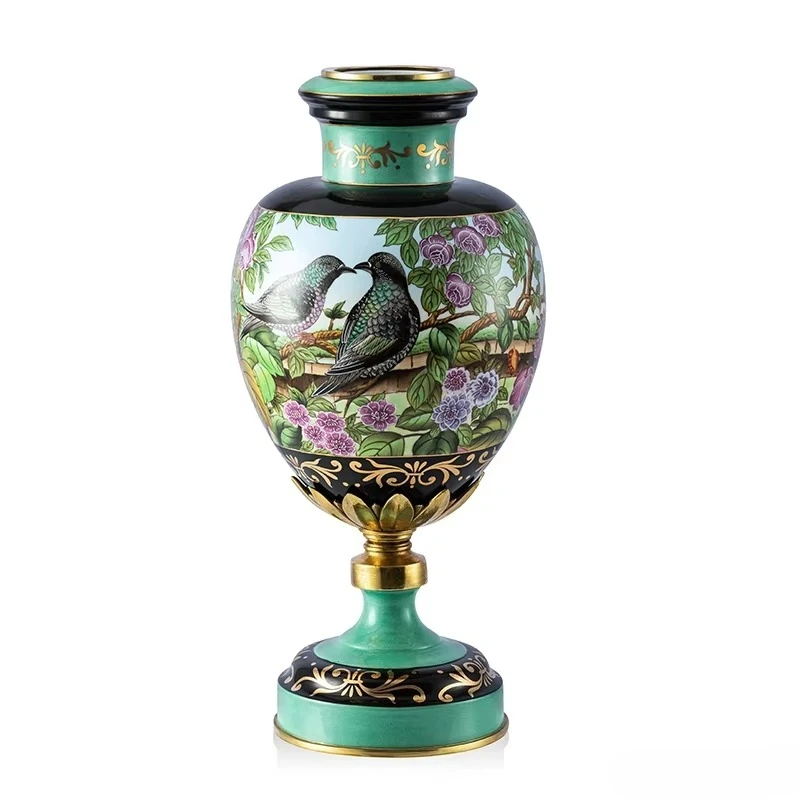 &c Antique-Style Large Floor Vase Hand Painted Flower Green Porcelain Planter  Art Decor High-temperature Porcelain From China