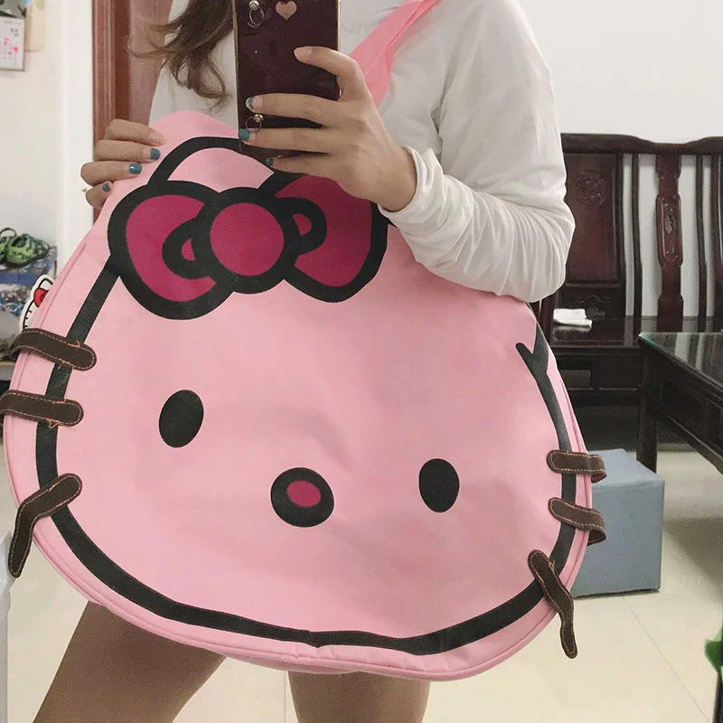 New Hello Kitty Oxford Bag Anime Portable Y2k Shoulder Bag Japanese Light Large Capacity Shopping Bag Girls Travel Gym Bag