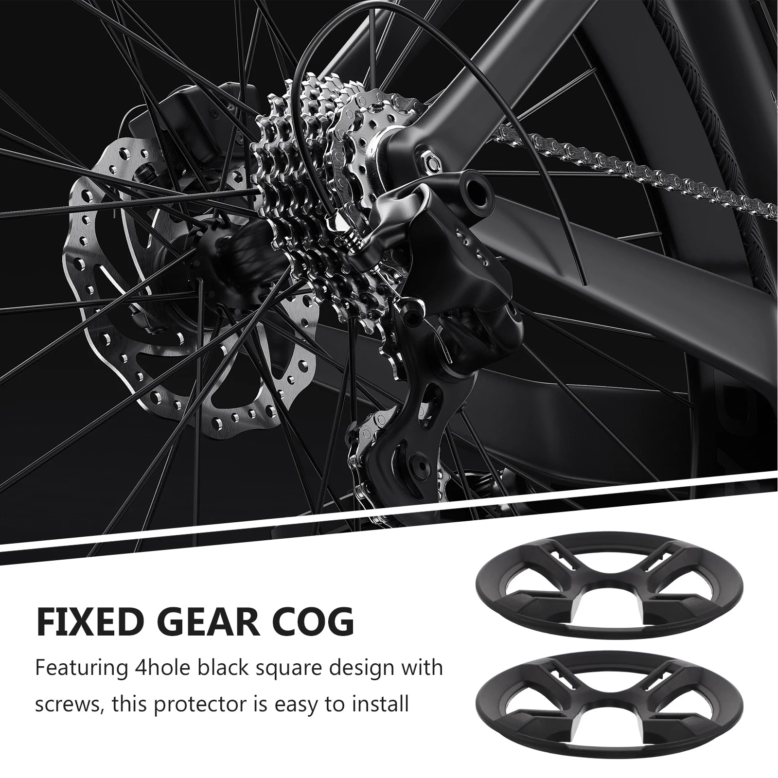 

4Pcs Bicycle Chainwheel Protector Black 4-Hole Screws Easy Install Chainring Guard Road Mountain Bike Crankset Cover