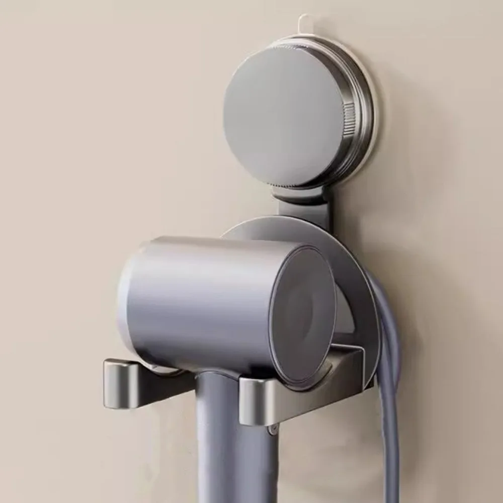 

No Punching Suction Cup Hair Dryer Holder Wall Mounted Reusable Hair Dryer Rack Space Saving Blow Dryer Hanger Bathroom