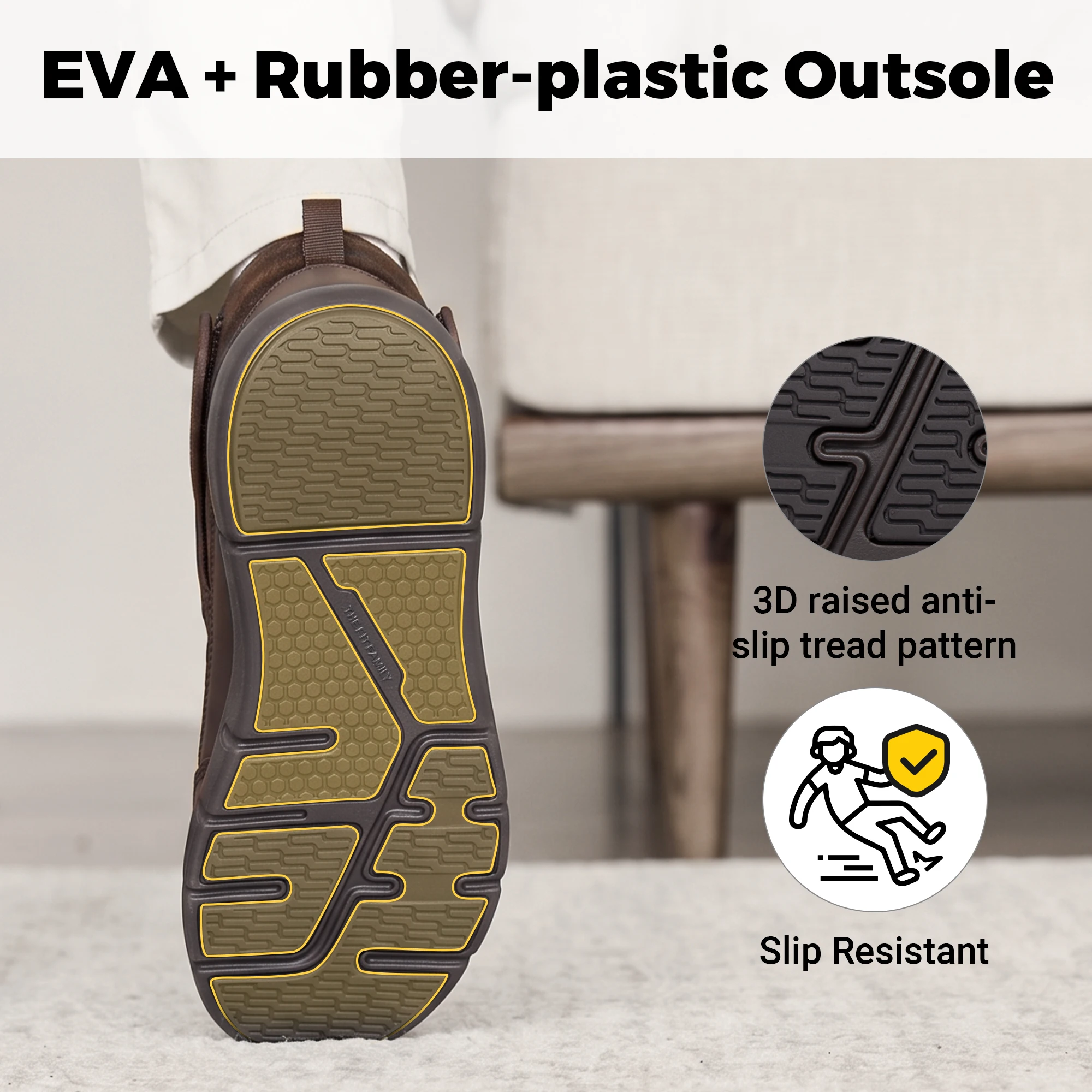 Fittington Herren Winter-Wanderstiefel, extra breite Zehenpartie, Diabetiker-Schuhe für Männer, warm gefüttert mit Fleece, lässige Wander-Schneestiefel für den Herbst – Detail 6
