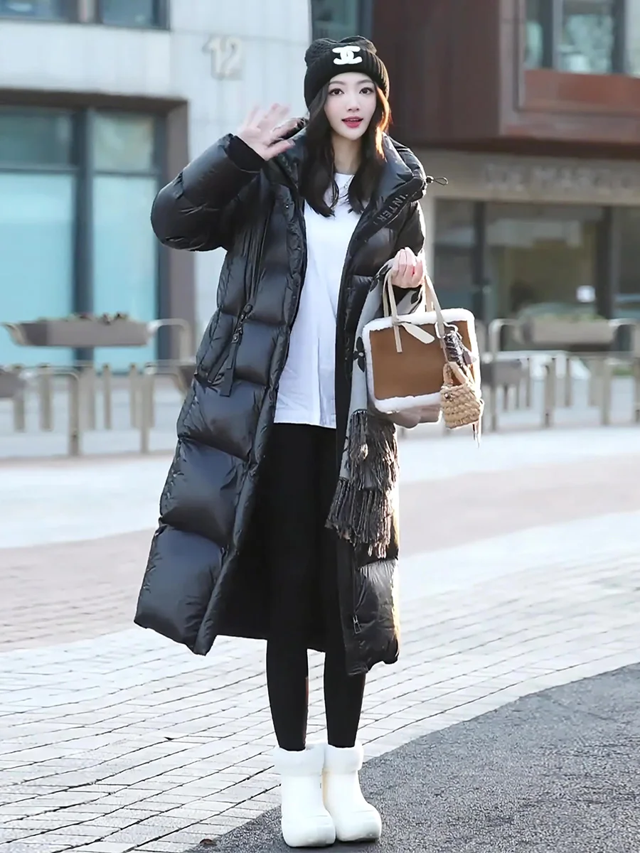 Ultra-Thi largo blanco Du down Puffer Jaet abrigo de invierno para mujer resistente al frío para ir al trabajo con sombrero señoras Faion