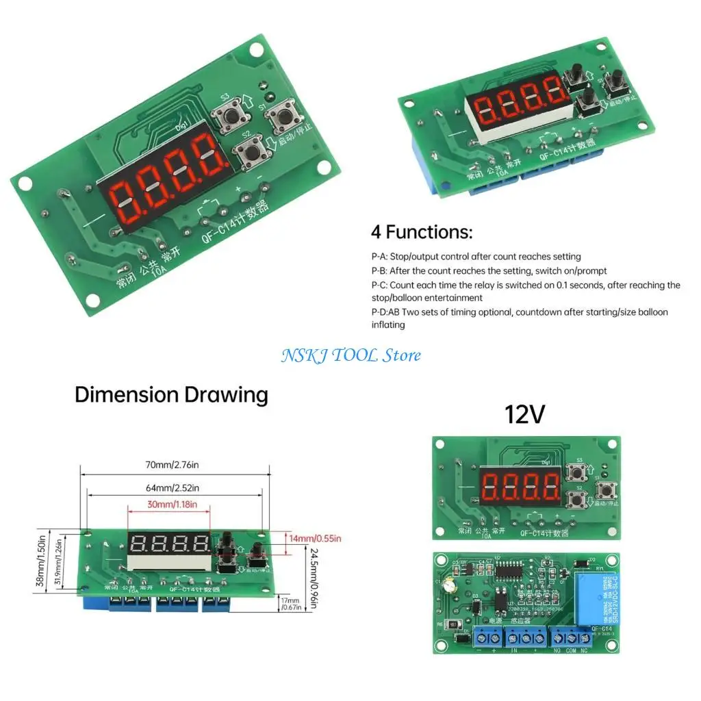 L8RC Industrial Counter Controllers LED Display Relays Output 12V 24V Compatible