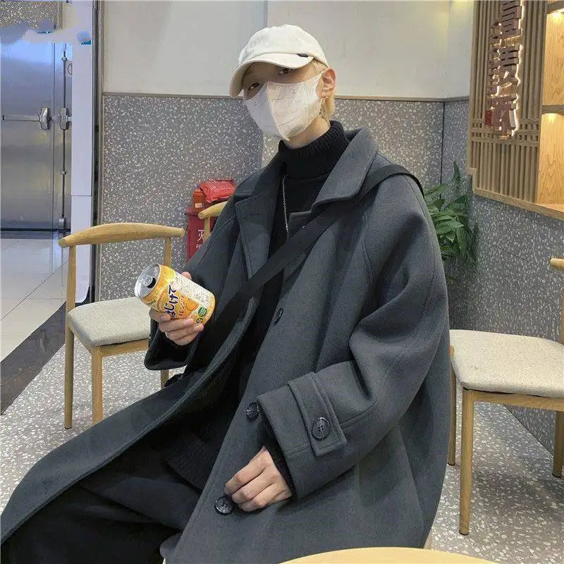 

Winter New Style Woolen Coat Korean Version INS Trendy Color Casual Jacket for Couples Children's Daily Wear PU Fabric