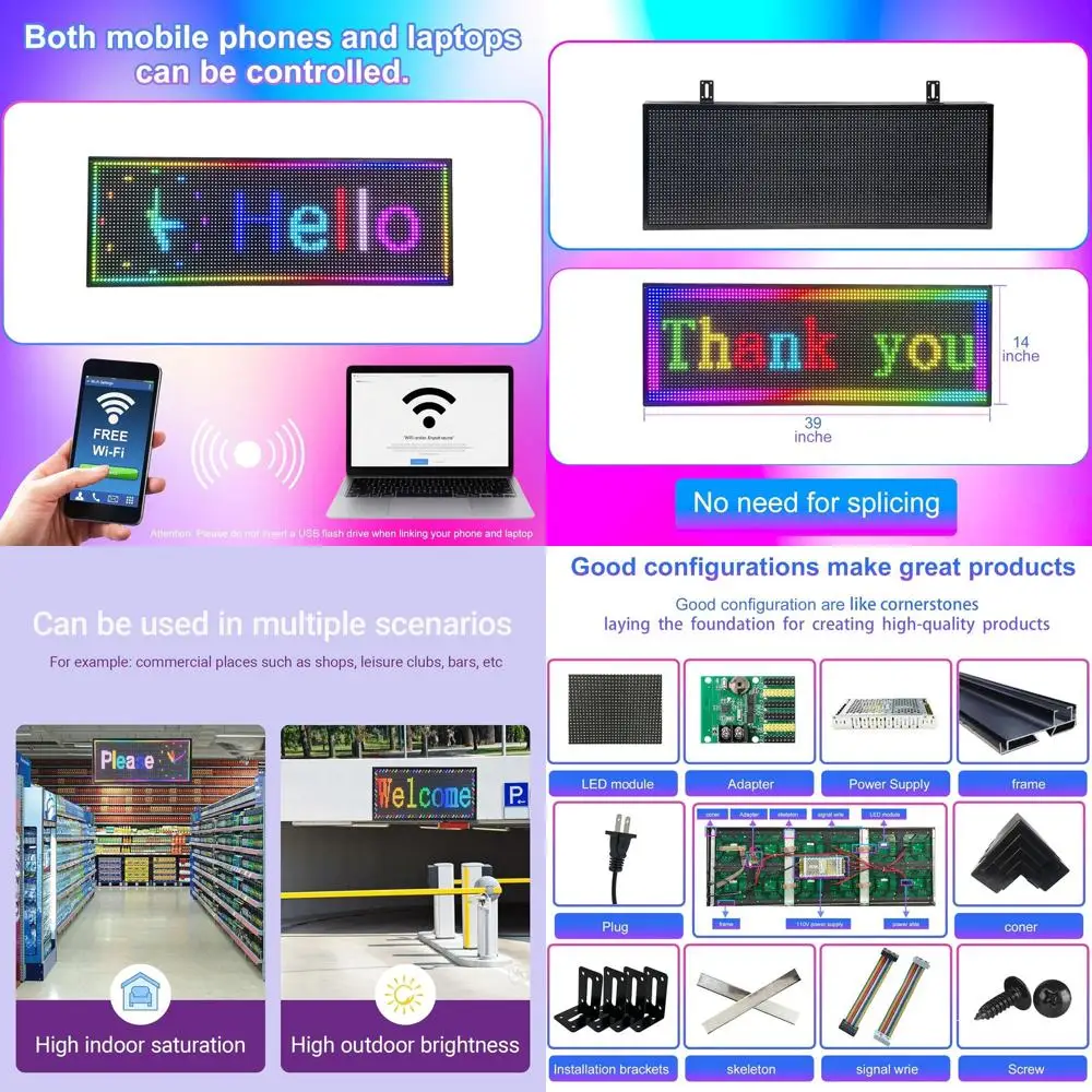 

Наружная программируемая LED-вывеска, водонепроницаемая цифровая доска для рекламы - настраиваемая панель для бизнеса, 26x14