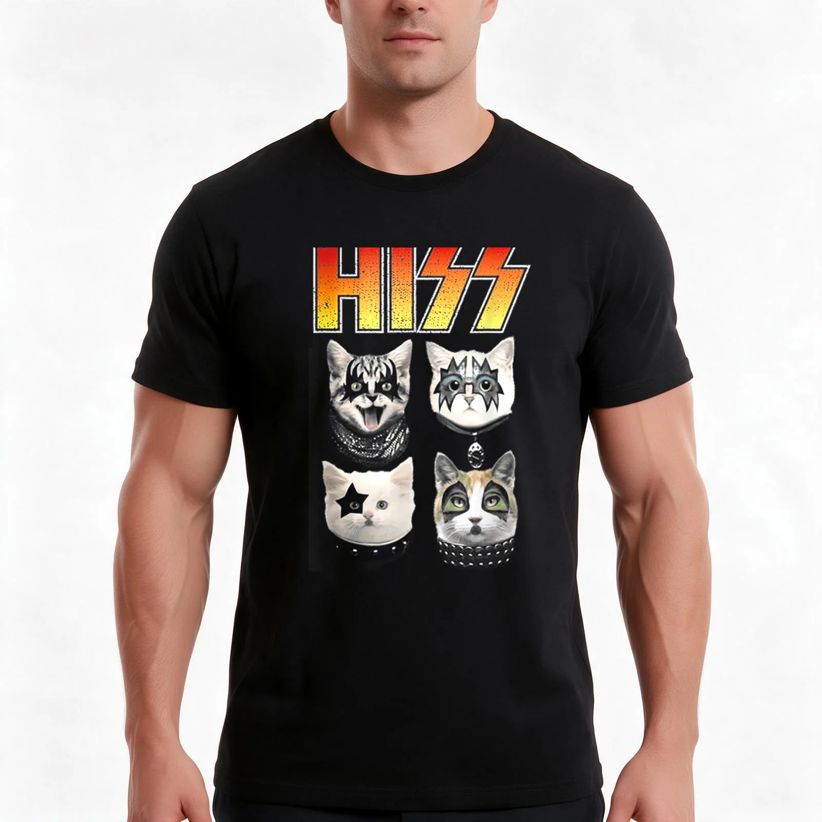 HISS Funny Ca Hiss Cat Lover Hiss Cat T-Shirt Summer Casual Cotton Tee Oversized Streetwear Tops Vintage Graphic Print