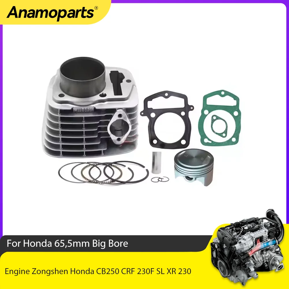 Motorcycle ATV Parts Cylinder 250CC Piston Gasket Kit Fit For Zongshen Honda CB250 CB250 CRF230F SL230 XR230 65.5mm Big Bore