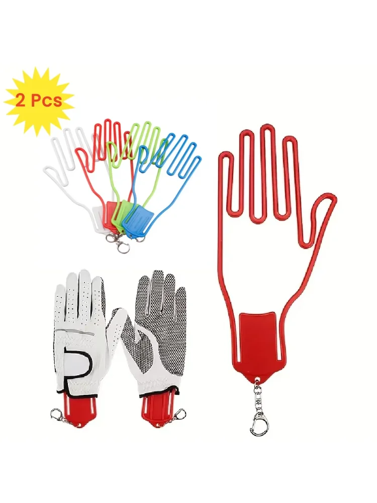 2Pcs Golf Gloves Stretcher Holder Keeper Gloves Frame Support ABS Rack Dryer Gloves Shape Hanger with Key Chain Golf Accessories