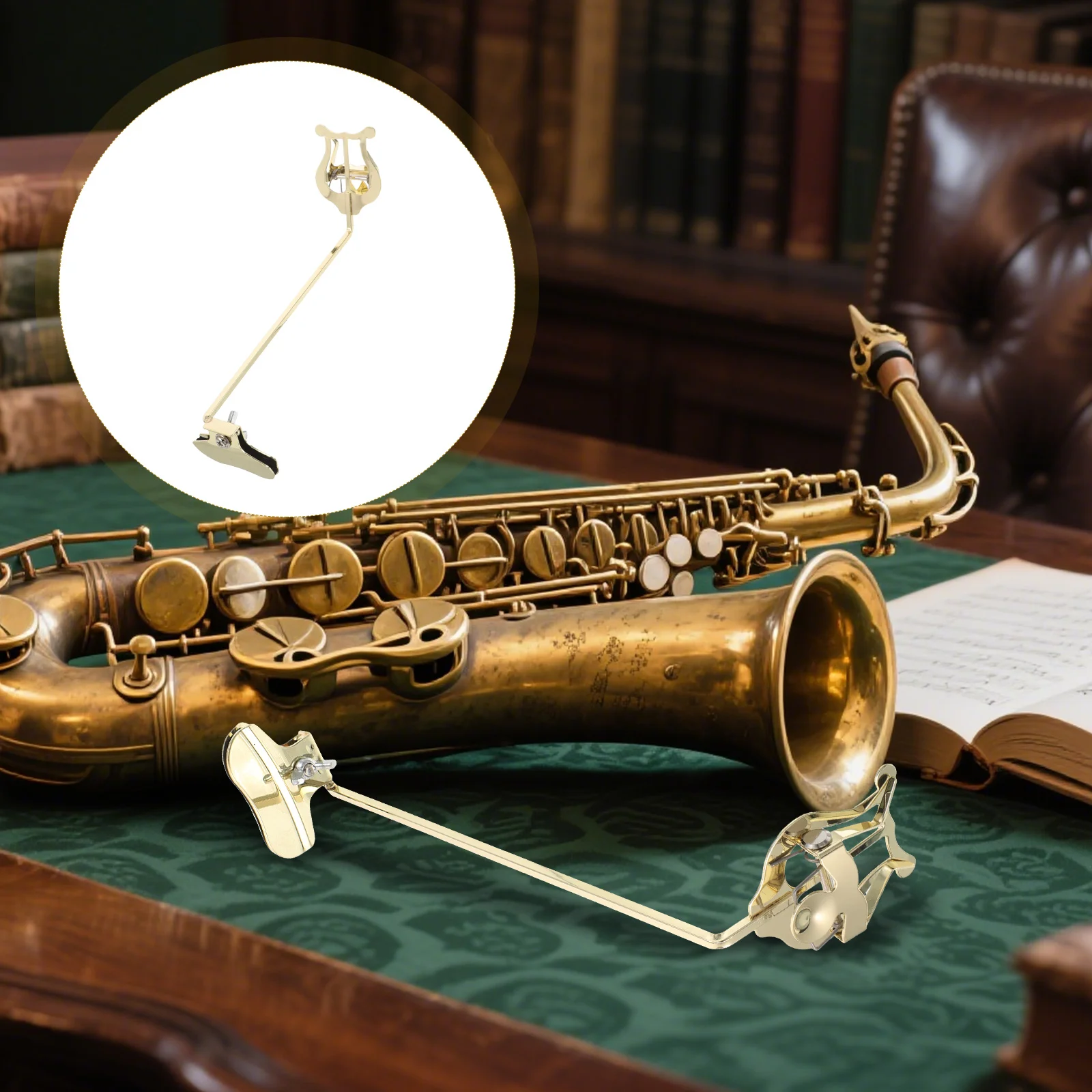 

Saxophone Lyre Clamp-on Music Sheet Holder Clip Portable Soprano Sax Marching Band Vertical Music Sheet Folder Clip