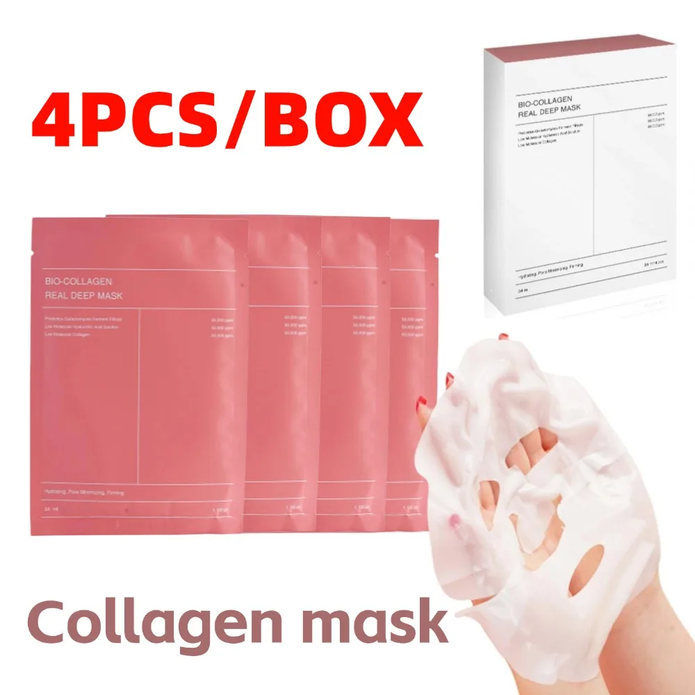 4pcs/box Bio-Collagen Face Mask Collagen Moisturizing Refreshing Brightening Protein Hydrogel Soft Gel Mask Deep Skin Care